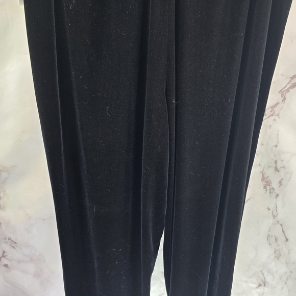 Bob Mackie Pants Women Medium Black Velvet Pull On High Rise Wide Leg Crop Short - Picture 7 of 10